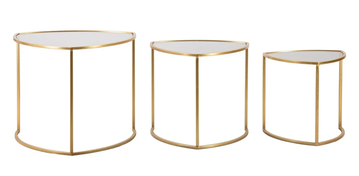Ensemble de 3 tables basses gigognes avec plateau triangulaire – Style moderne