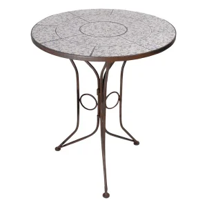 Table d’Extérieur avec Incrustation en Céramique Méditerranéenne, Structure Robuste